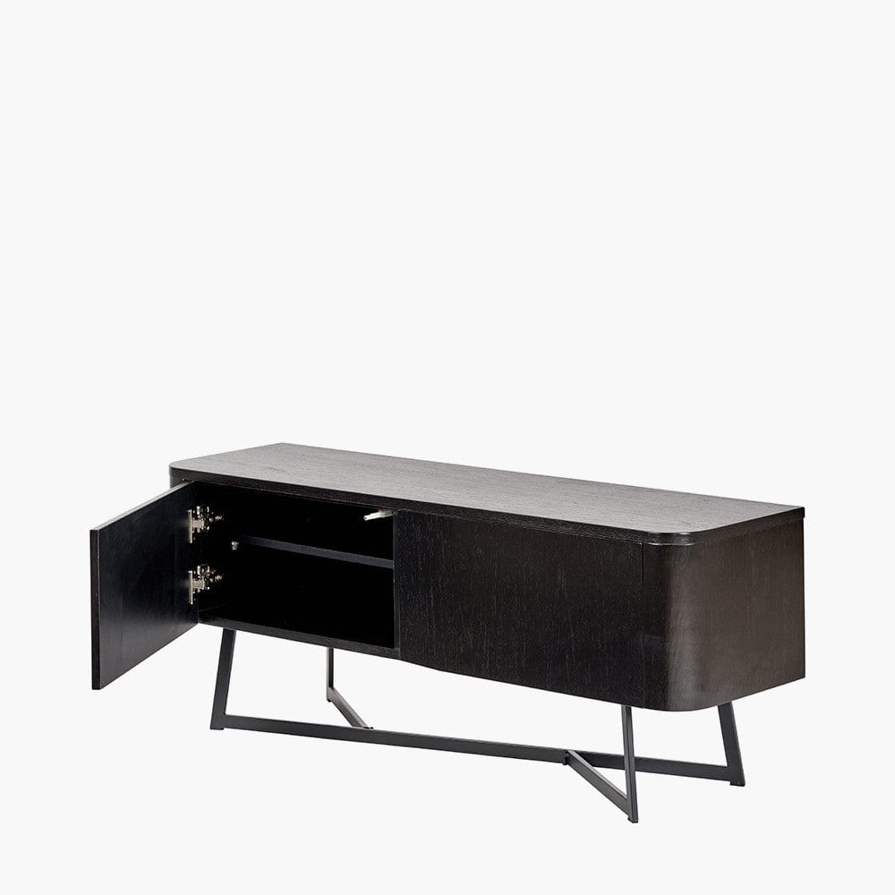 Ukiah Black Ash Veneer and Black Metal 2 Door Low Unit.