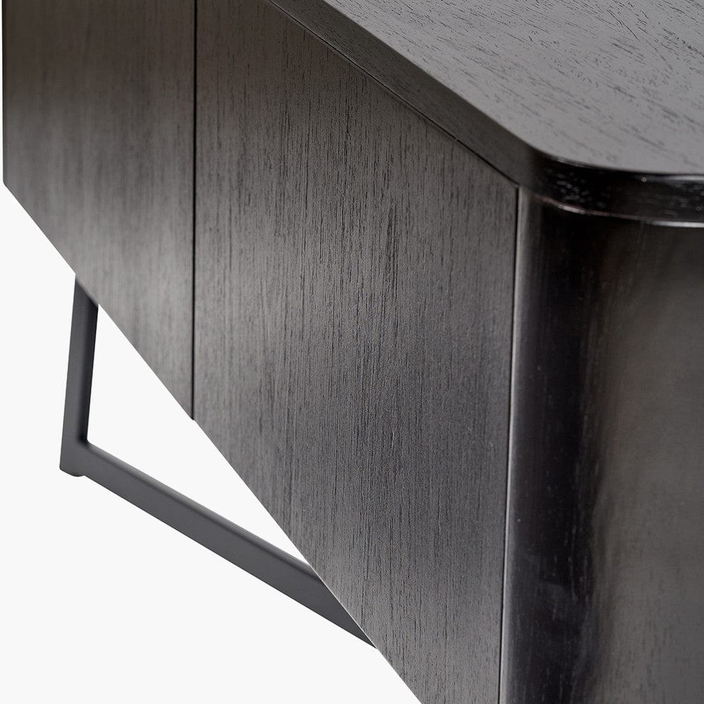 Ukiah Black Ash Veneer and Black Metal 2 Door Low Unit.