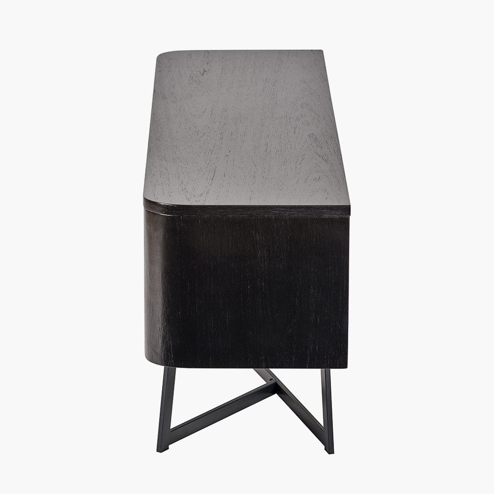 Ukiah Black Ash Veneer and Black Metal 2 Door Low Unit.