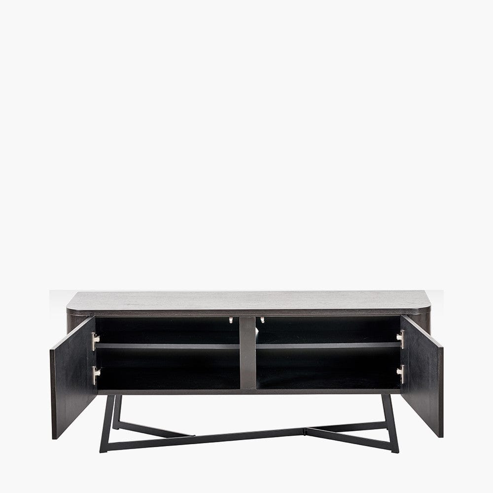 Ukiah Black Ash Veneer and Black Metal 2 Door Low Unit.