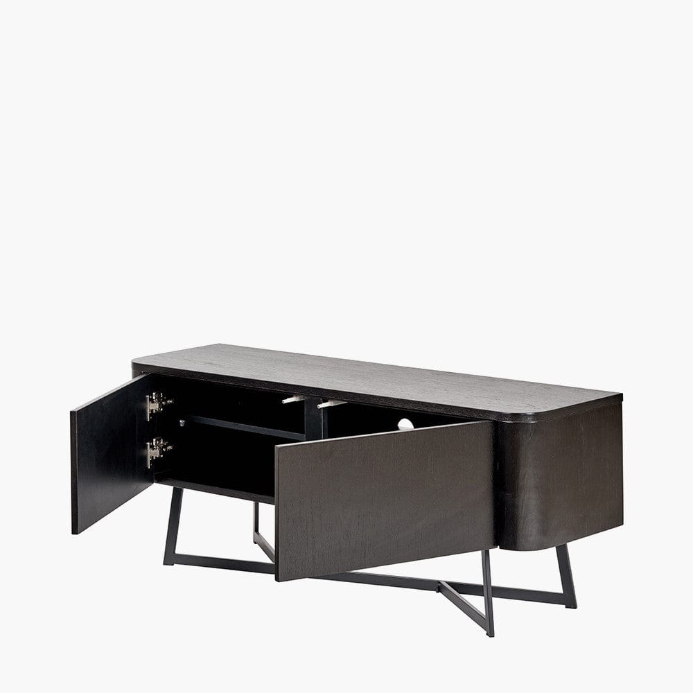 Ukiah Black Ash Veneer and Black Metal 2 Door Low Unit.