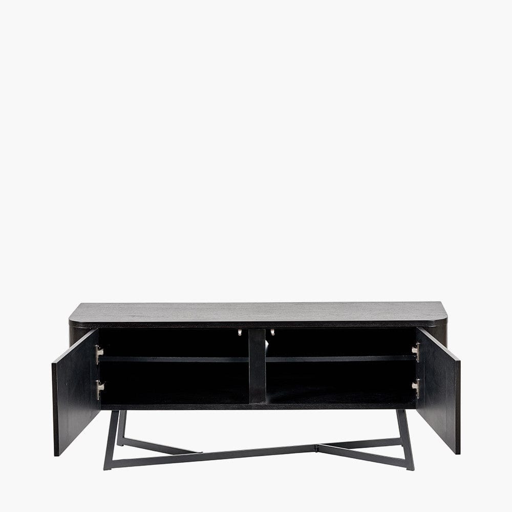 Ukiah Black Ash Veneer and Black Metal 2 Door Low Unit.