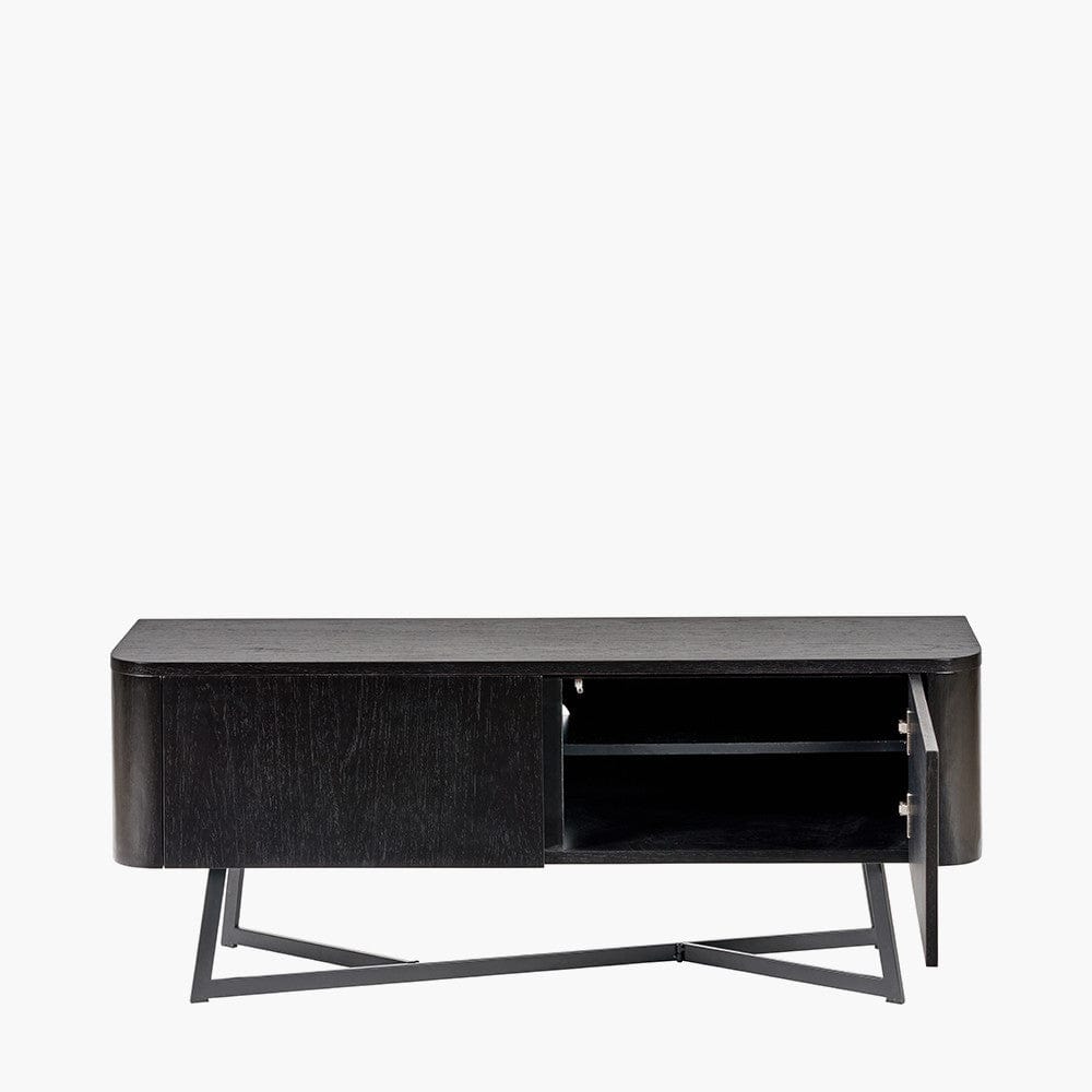 Ukiah Black Ash Veneer and Black Metal 2 Door Low Unit.