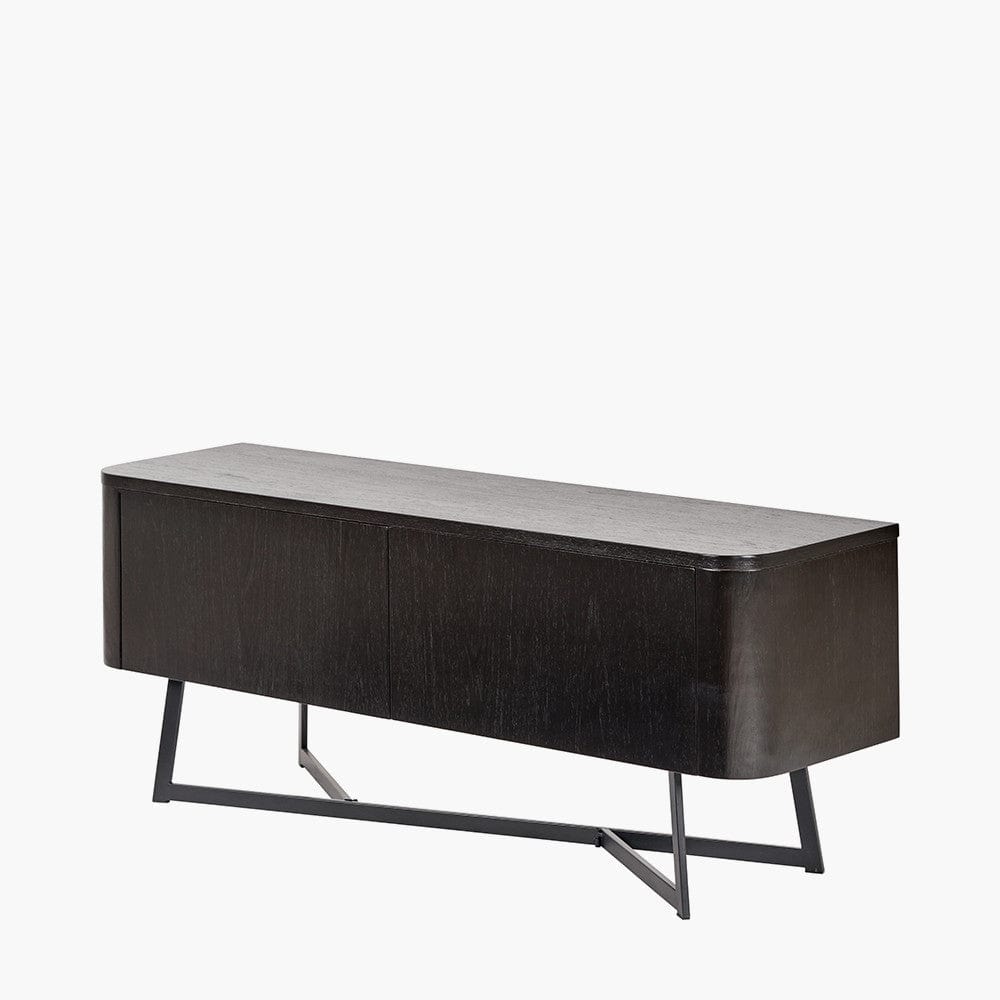 Ukiah Black Ash Veneer and Black Metal 2 Door Low Unit.