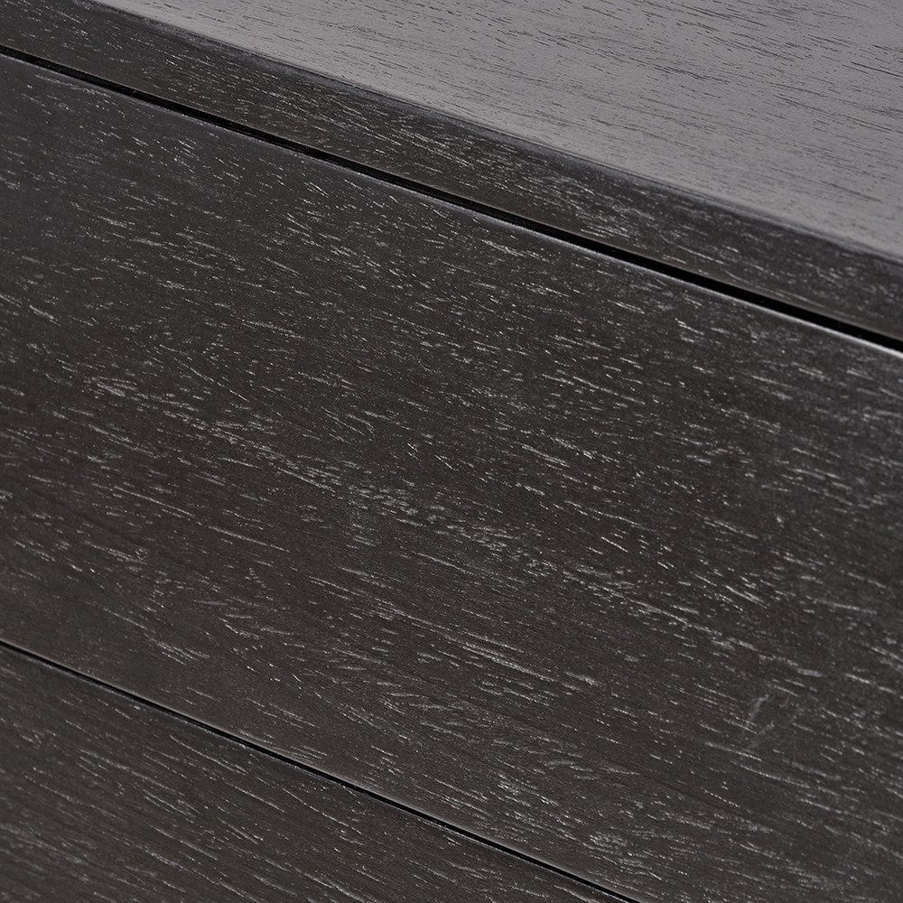 Ukiah Black Ash Veneer and Black Metal 5 Drawer Tall Boy.