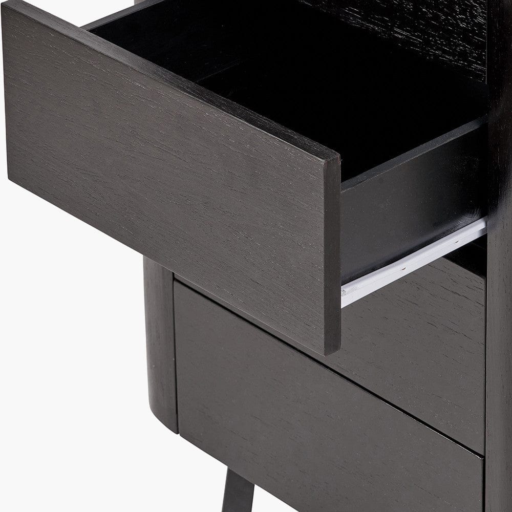 Pacific Lifestyle Outdoors Ukiah Black Ash Veneer and Black Metal 5 Drawer Tall Boy House of Isabella UK