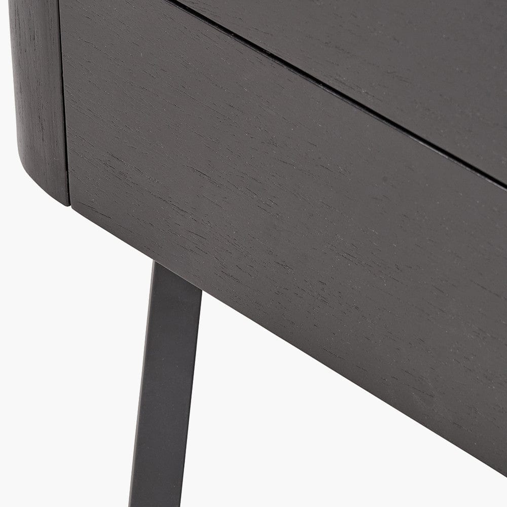 Ukiah Black Ash Veneer and Black Metal 5 Drawer Tall Boy.