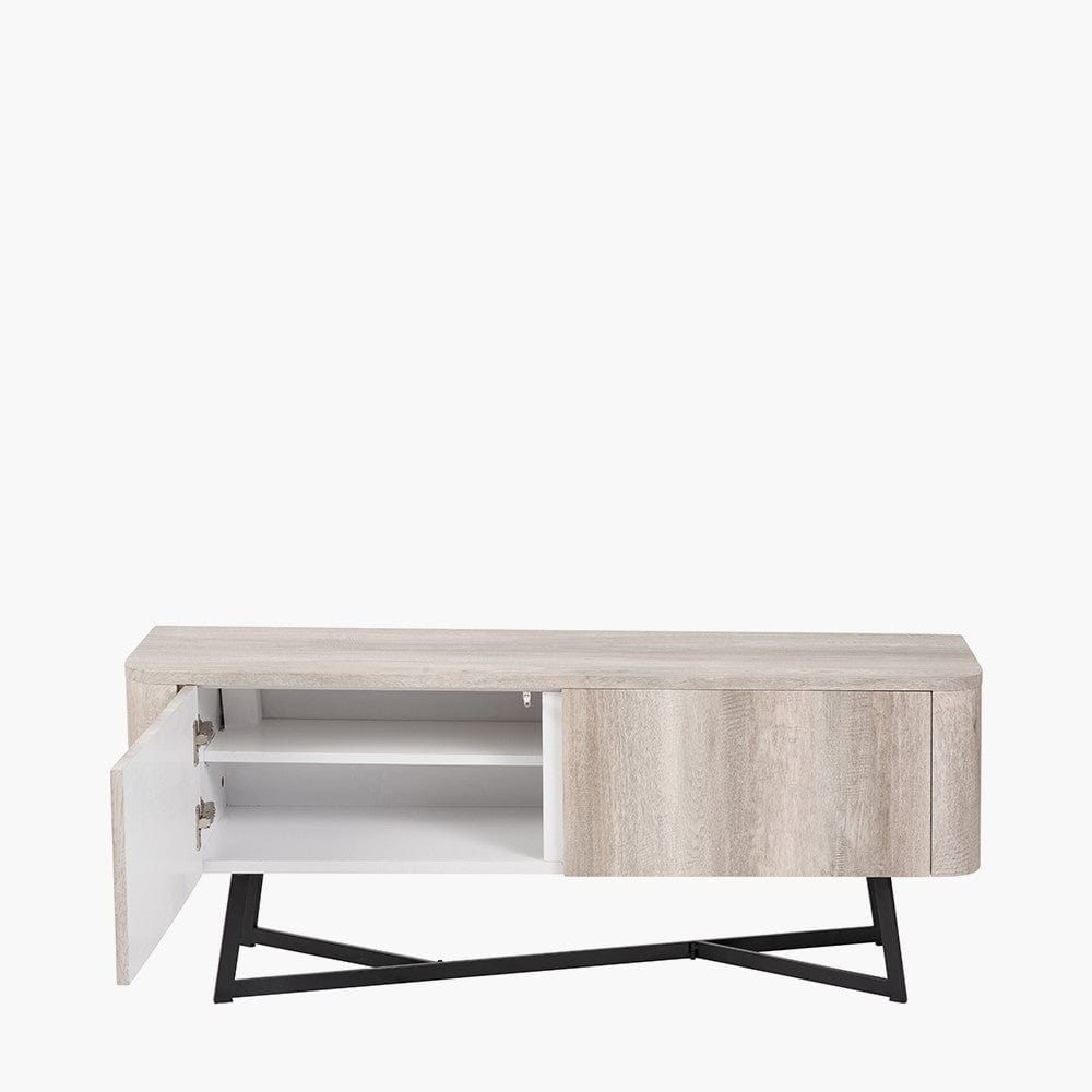 Ukiah Grey Oak Veneer and Black Metal 2 Door Low Unit.