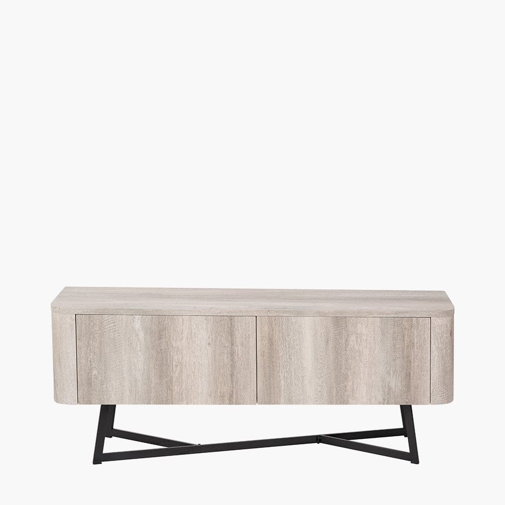 Ukiah Grey Oak Veneer and Black Metal 2 Door Low Unit.