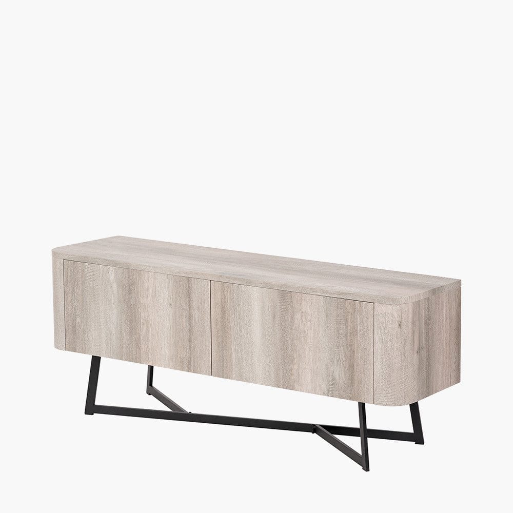 Ukiah Grey Oak Veneer and Black Metal 2 Door Low Unit.