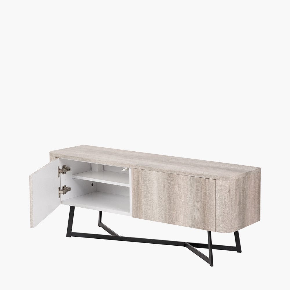 Ukiah Grey Oak Veneer and Black Metal 2 Door Low Unit.