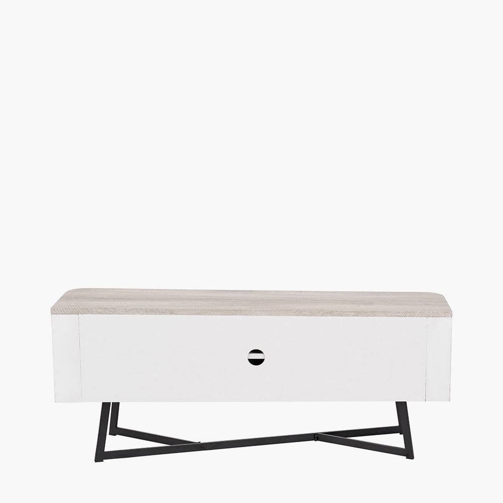 Ukiah Grey Oak Veneer and Black Metal 2 Door Low Unit.