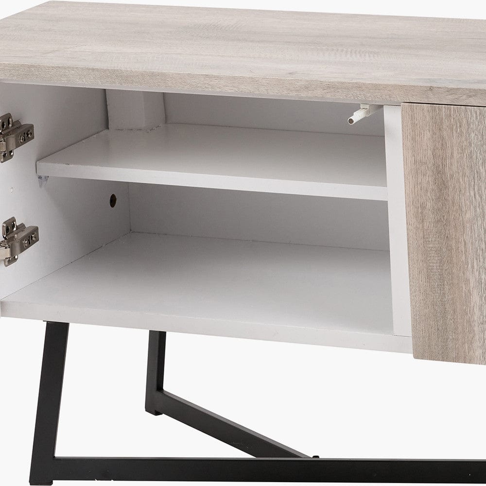 Ukiah Grey Oak Veneer and Black Metal 2 Door Low Unit.