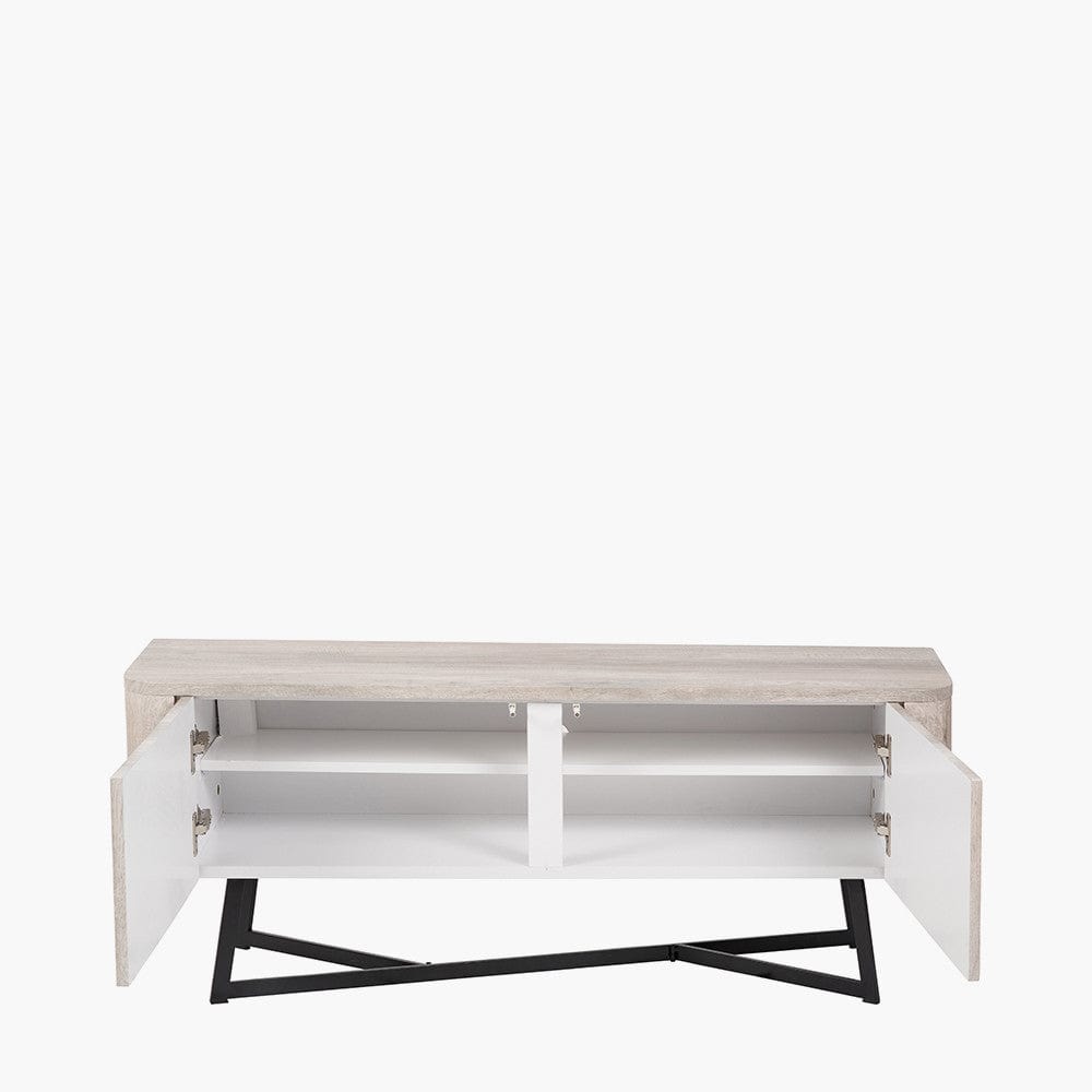 Ukiah Grey Oak Veneer and Black Metal 2 Door Low Unit.