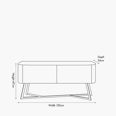 Pacific Lifestyle Outdoors Ukiah Grey Oak Veneer and Black Metal 2 Door Low Unit House of Isabella UK