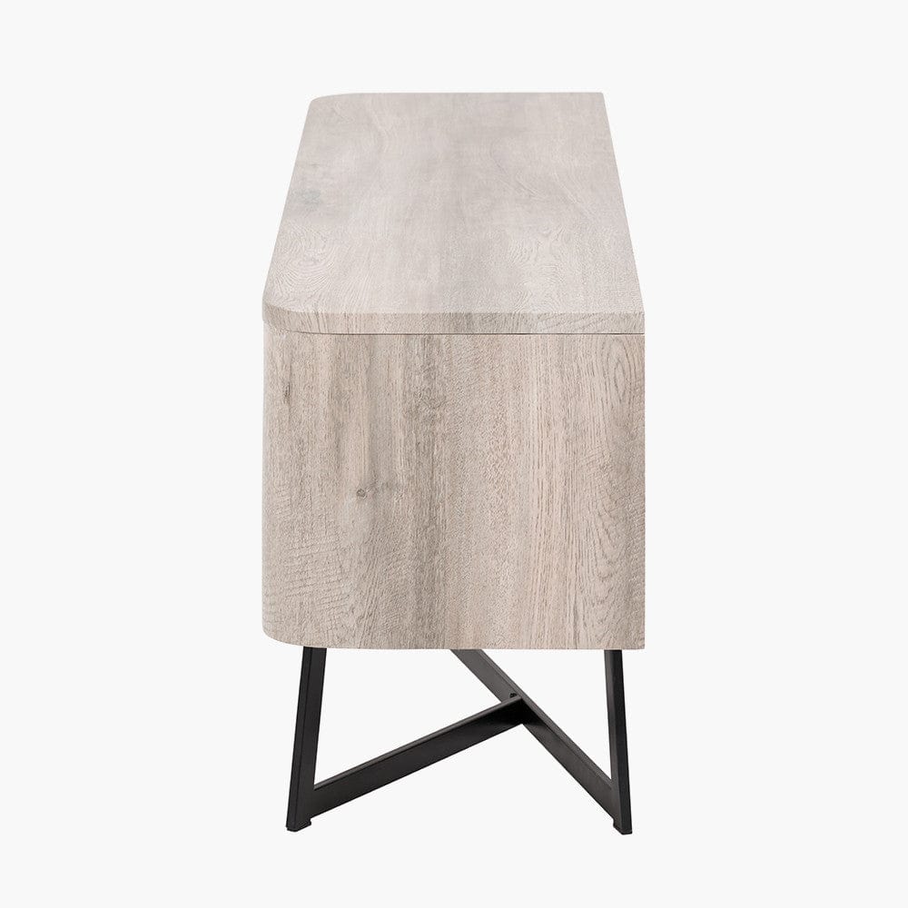 Ukiah Grey Oak Veneer and Black Metal 2 Door Low Unit.