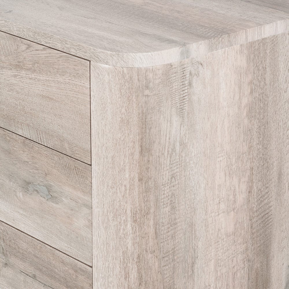 Ukiah Grey Oak Veneer and Black Metal 5 Drawer Tall Boy.