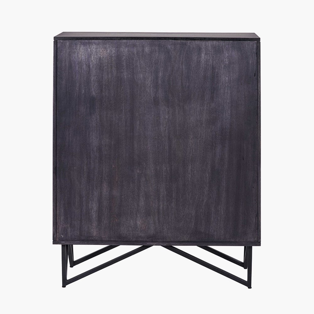 Verde Black Mango Wood and Stone Veneer 2 Door Bar Cabinet.