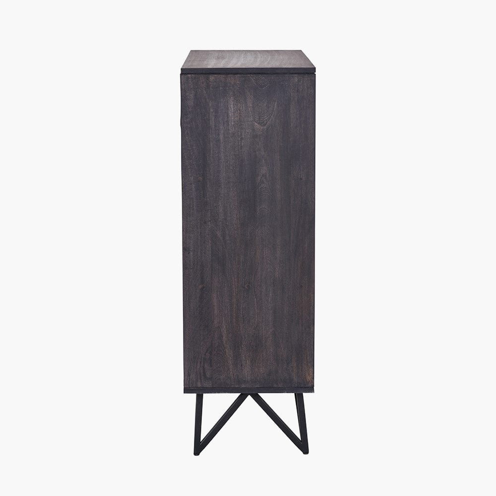 Verde Black Mango Wood and Stone Veneer 2 Door Bar Cabinet.