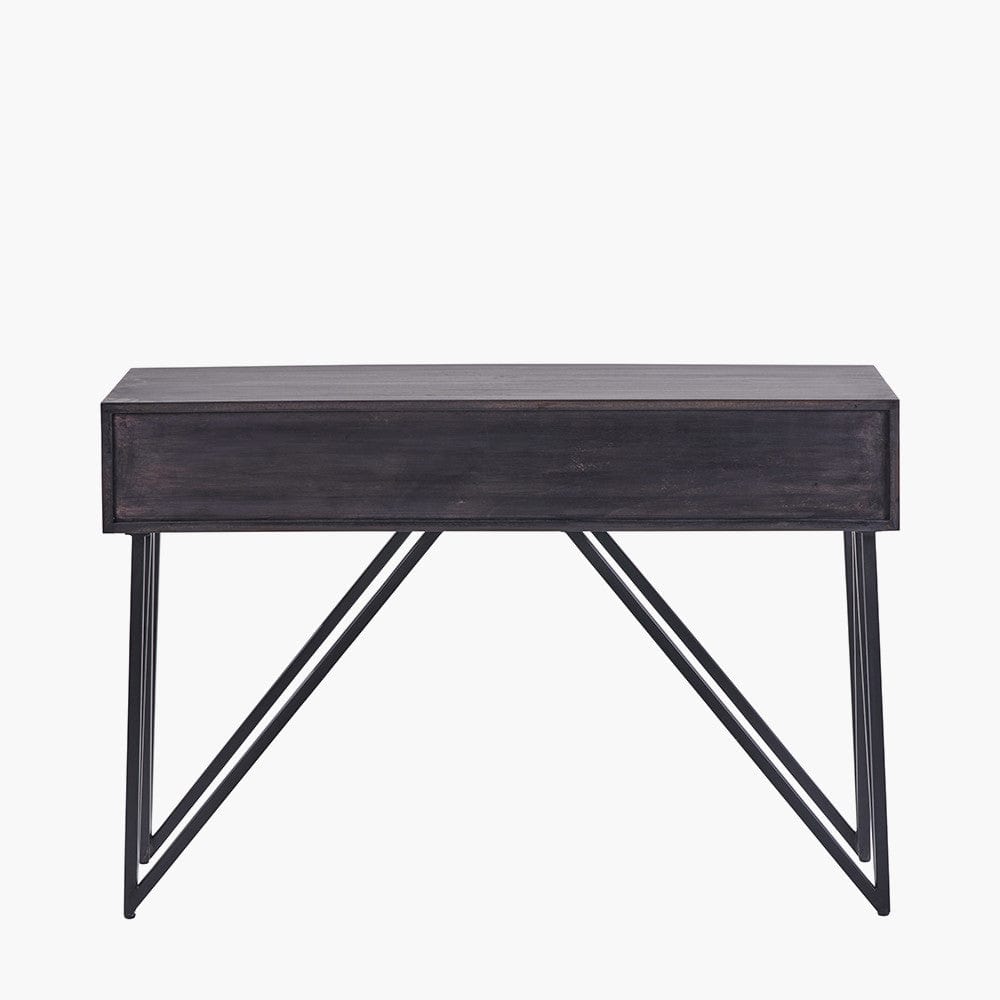 Verde Black Mango Wood and Stone Veneer 2 Drawer Console Table.