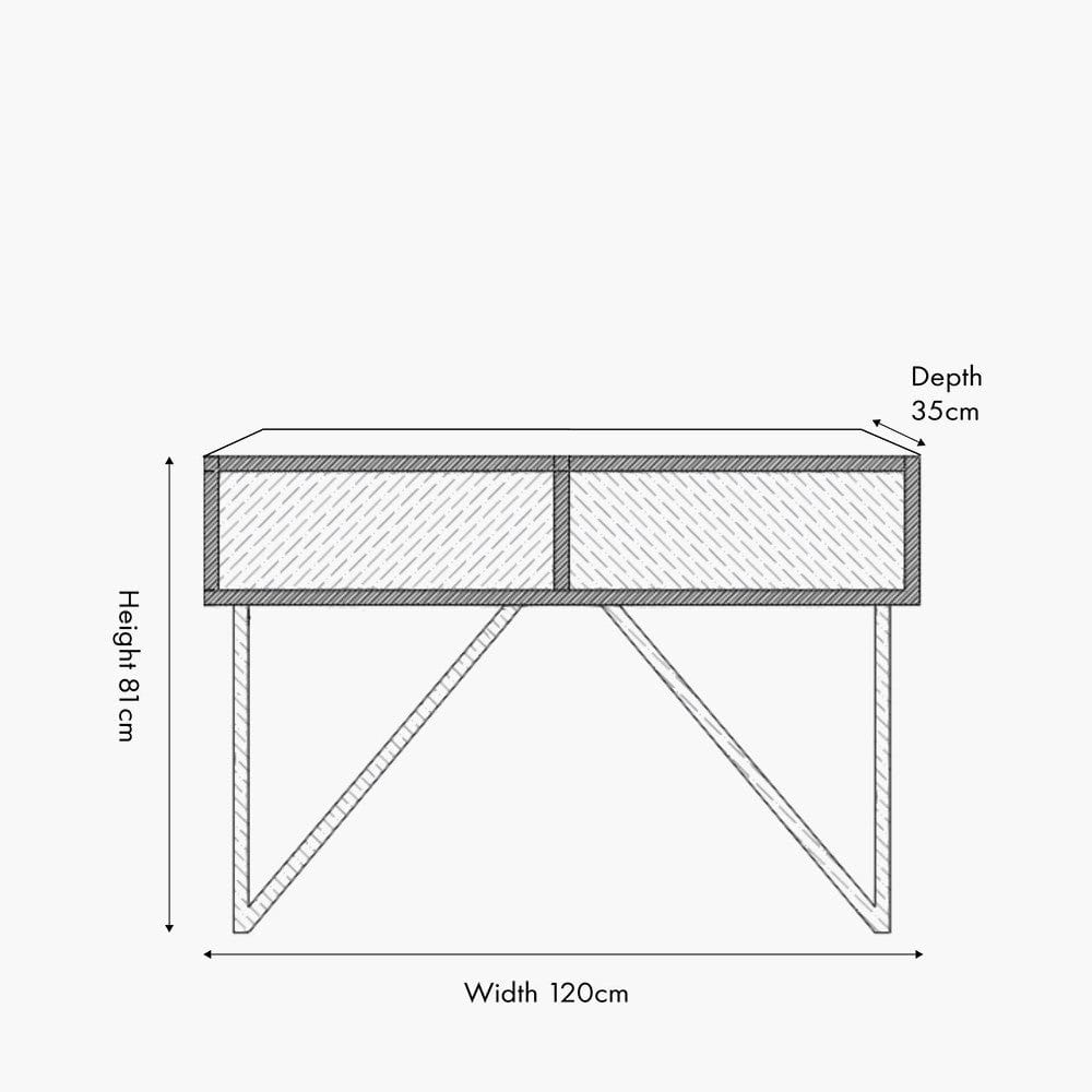 Pacific Lifestyle Outdoors Verde Black Mango Wood and Stone Veneer 2 Drawer Console Table House of Isabella UK