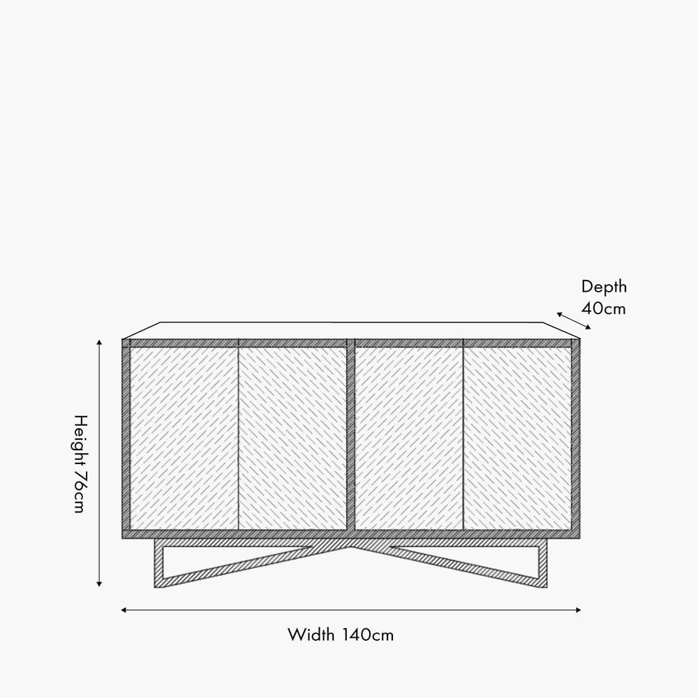 Pacific Lifestyle Outdoors Verde Black Mango Wood and Stone Veneer 4 Door Sideboard House of Isabella UK