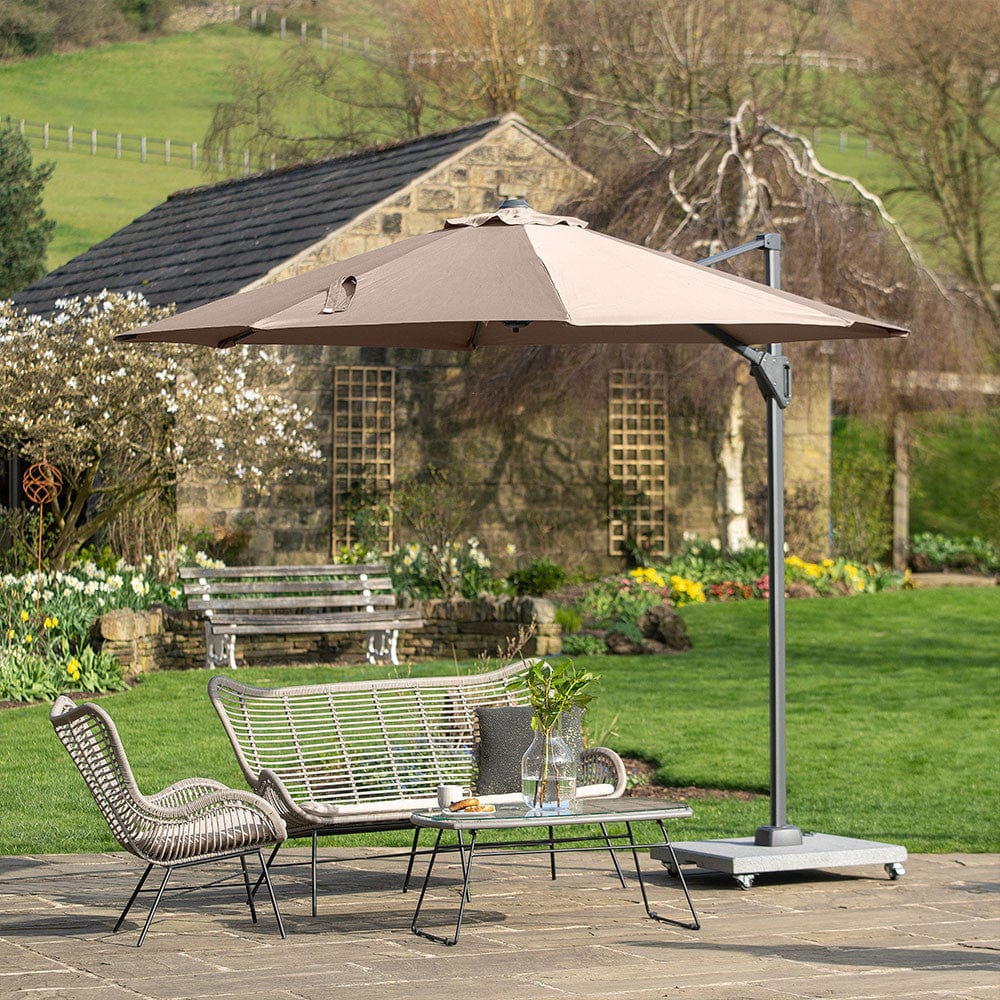 Pacific Lifestyle Outdoors Voyager T1 3m Round Taupe Parasol House of Isabella UK