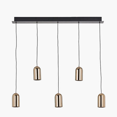 Pacific Lifestyle Outdoors Xena Black and Rose Gold Metal 5 Drop LED Pendant House of Isabella UK