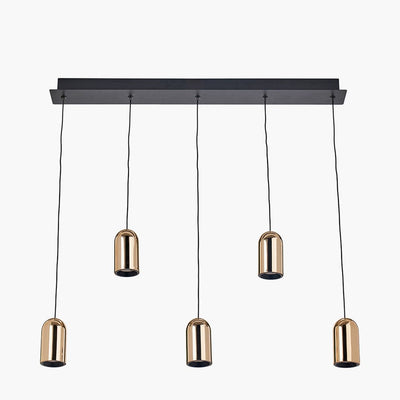 Pacific Lifestyle Outdoors Xena Black and Rose Gold Metal 5 Drop LED Pendant House of Isabella UK