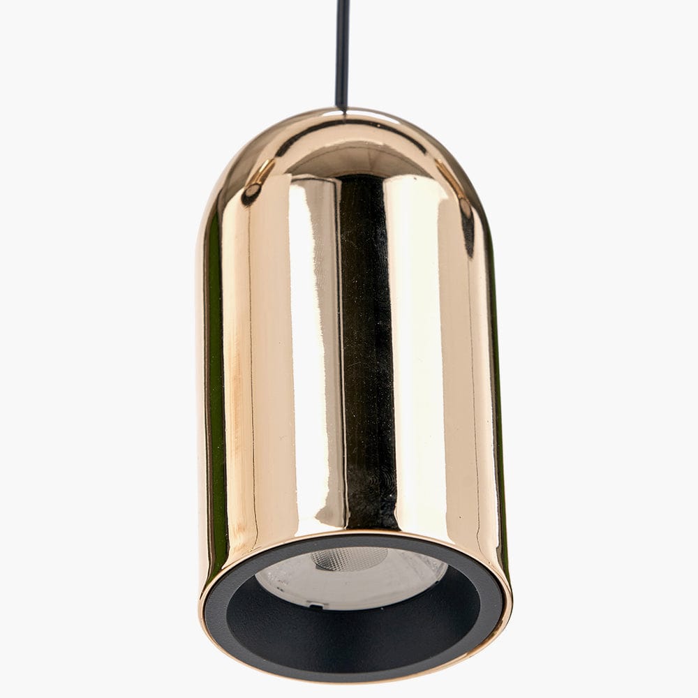 Pacific Lifestyle Outdoors Xena Black and Rose Gold Metal 5 Drop LED Pendant House of Isabella UK