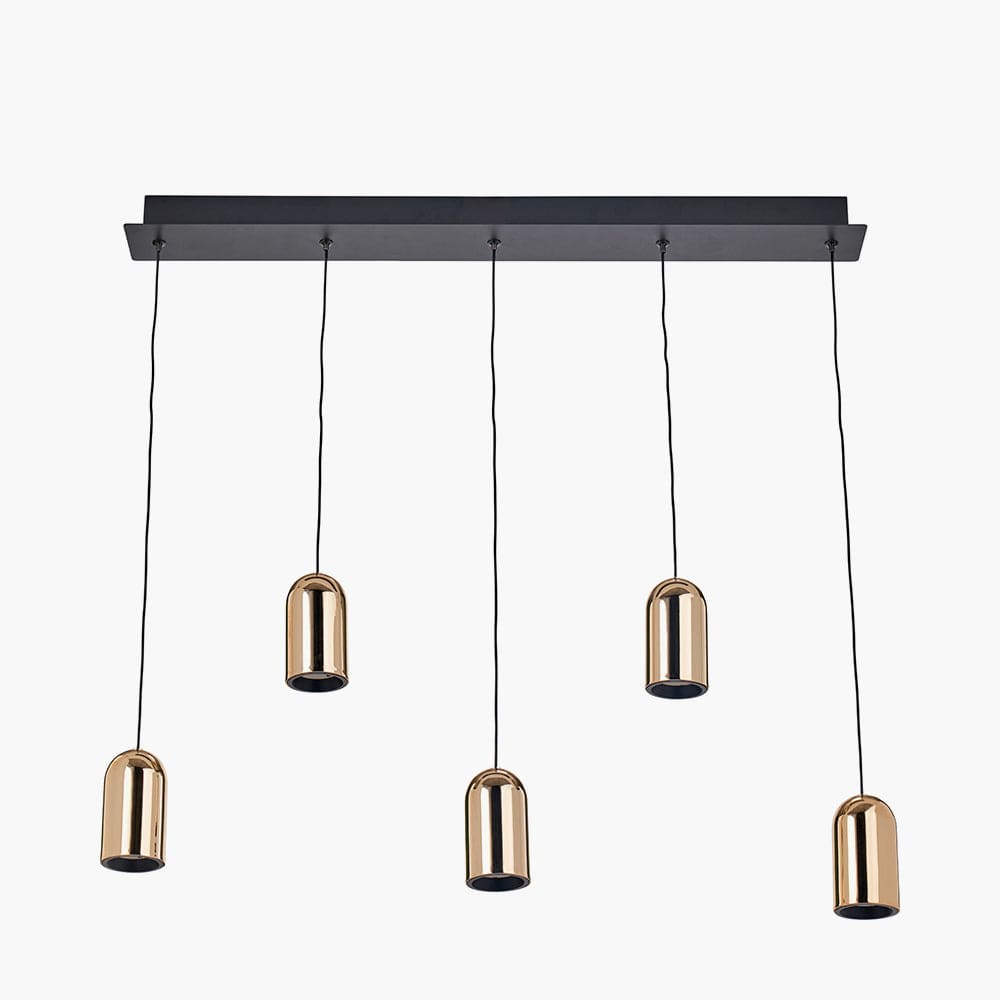 Pacific Lifestyle Outdoors Xena Black and Rose Gold Metal 5 Drop LED Pendant House of Isabella UK