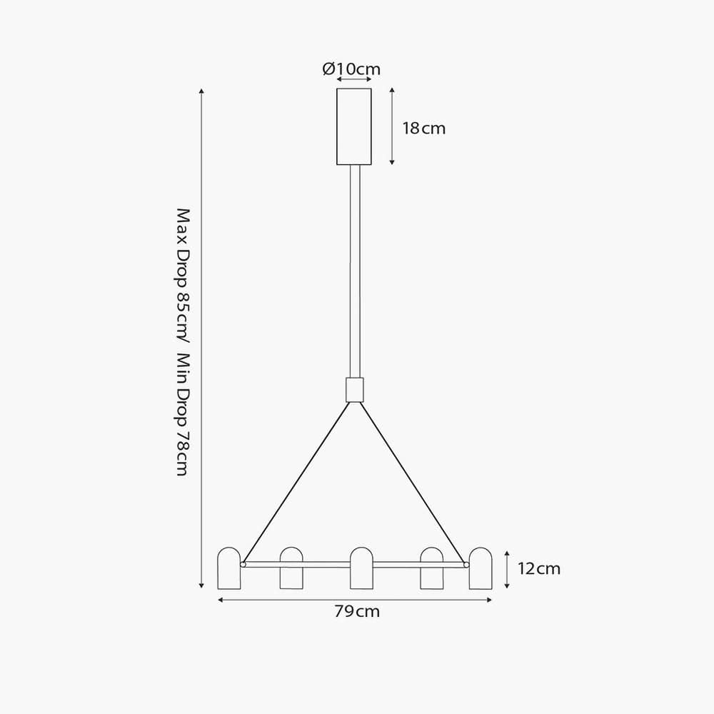 Xena Black and Rose Gold Metal 8 Light LED Pendant.