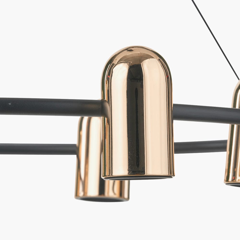 Pacific Lifestyle Outdoors Xena Black and Rose Gold Metal 8 Light LED Pendant House of Isabella UK