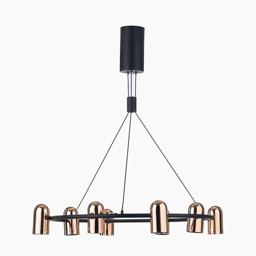 Pacific Lifestyle Outdoors Xena Black and Rose Gold Metal 8 Light LED Pendant House of Isabella UK