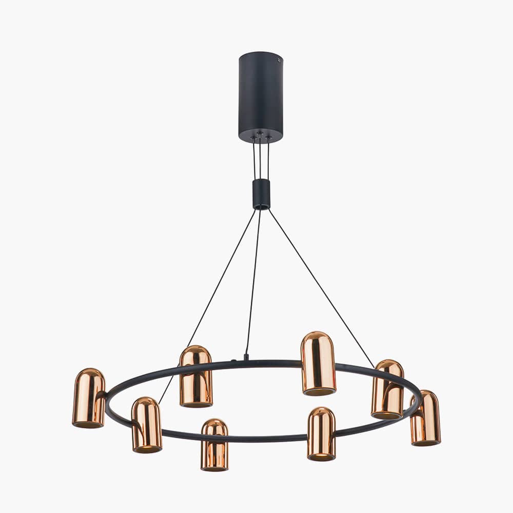 Pacific Lifestyle Outdoors Xena Black and Rose Gold Metal 8 Light LED Pendant House of Isabella UK