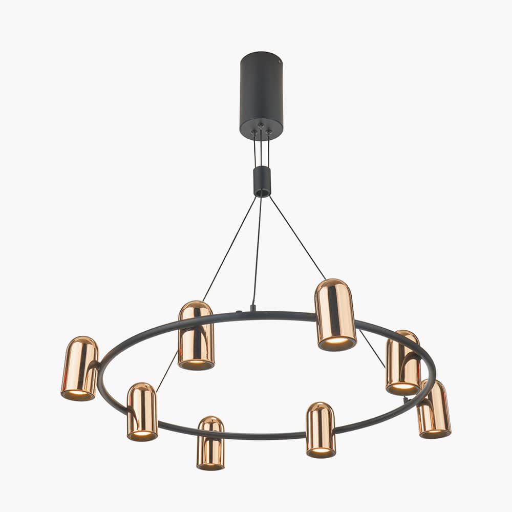 Xena Black and Rose Gold Metal 8 Light LED Pendant.