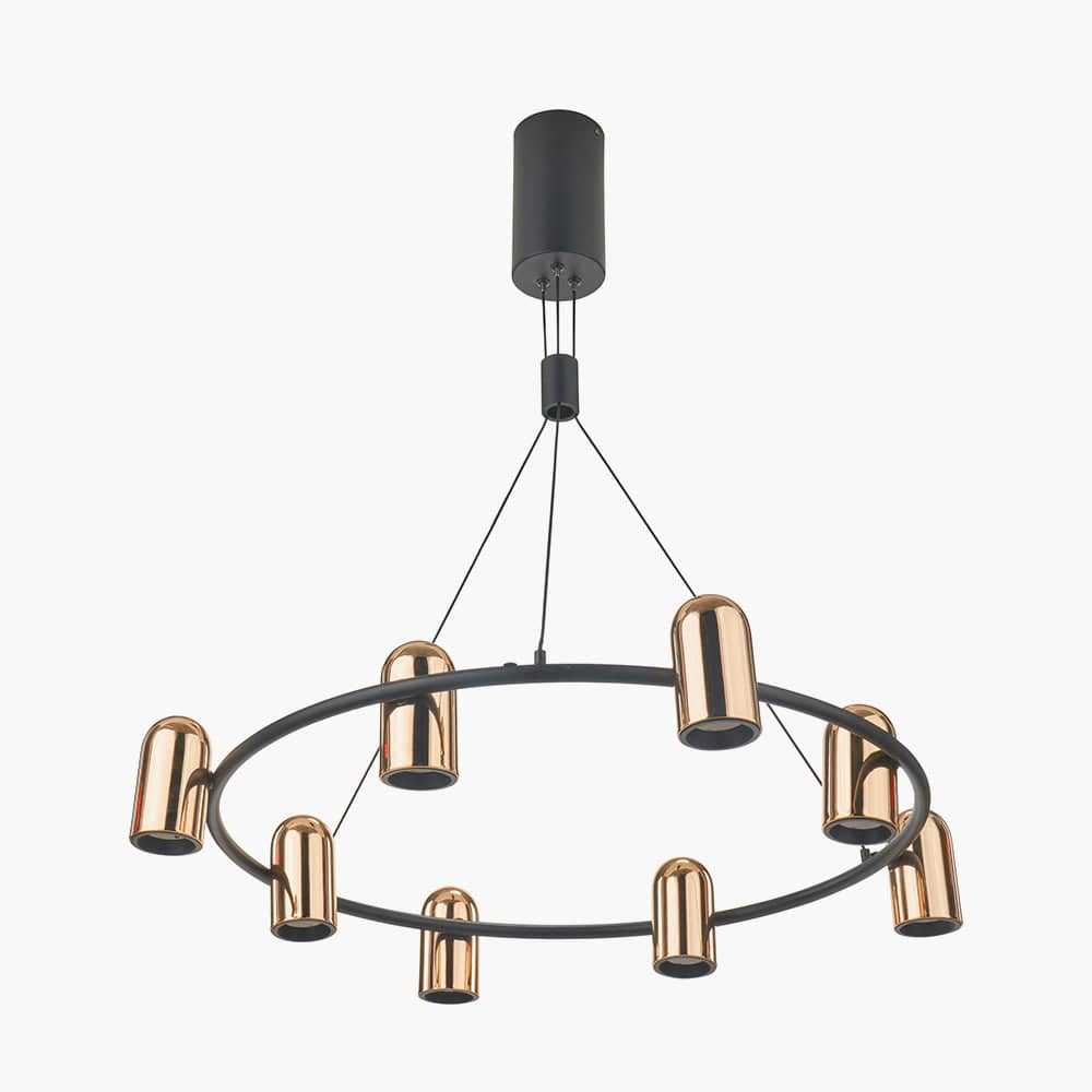 Xena Black and Rose Gold Metal 8 Light LED Pendant.