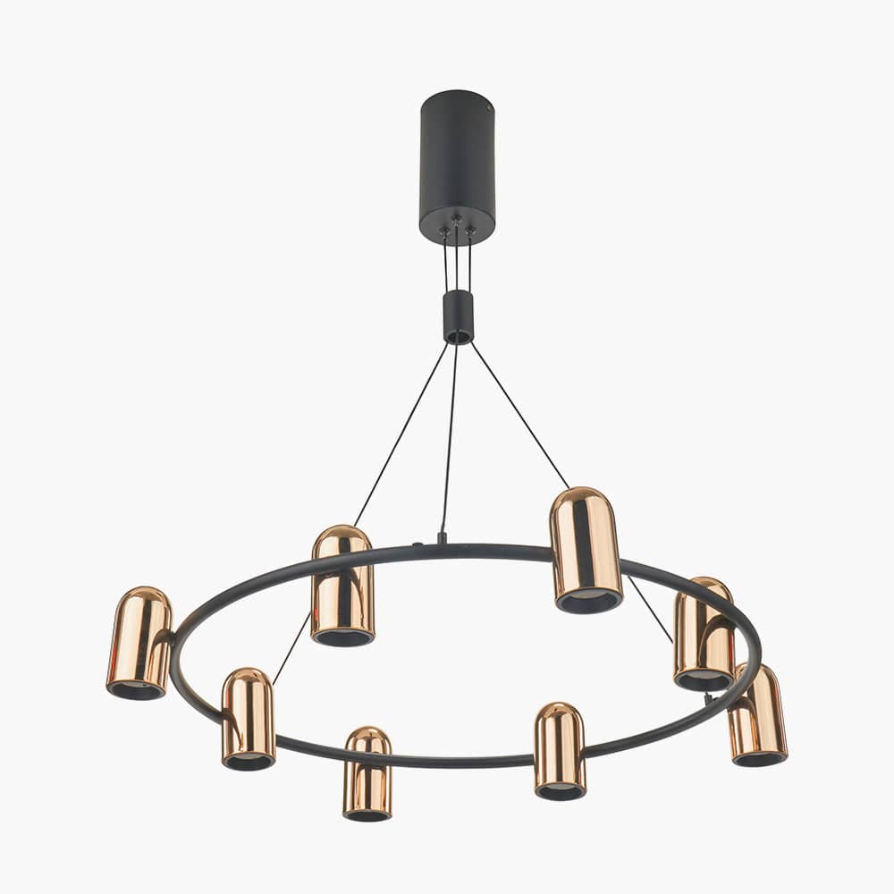 Pacific Lifestyle Outdoors Xena Black and Rose Gold Metal 8 Light LED Pendant House of Isabella UK