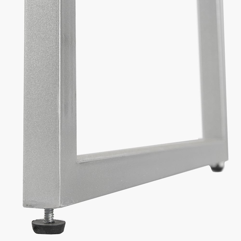 Ambroso Grey Wash Mango Wood and Silver Metal 2 Drawer Dressing Table.