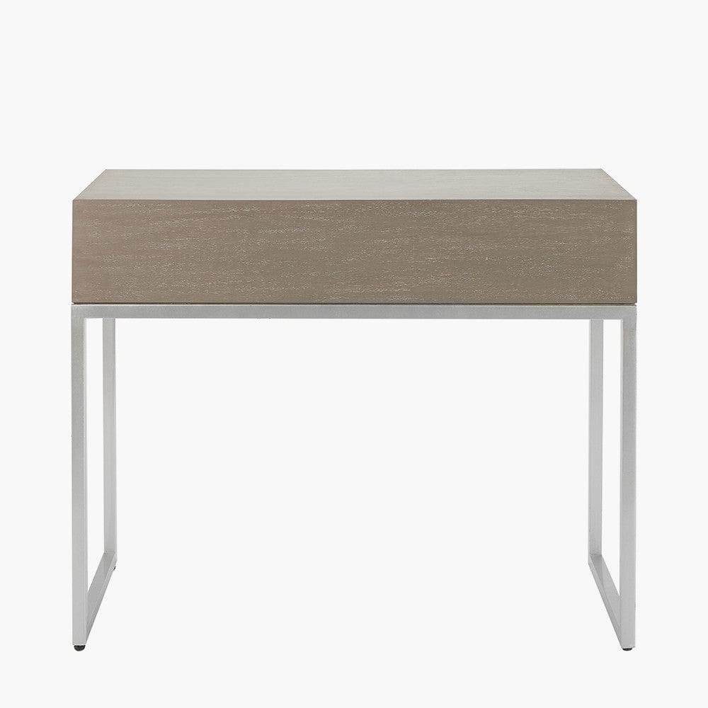 Ambroso Grey Wash Mango Wood and Silver Metal 2 Drawer Dressing Table.