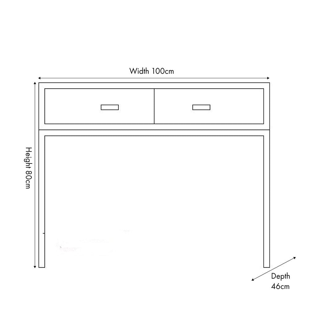 Ambroso Grey Wash Mango Wood and Silver Metal 2 Drawer Dressing Table.