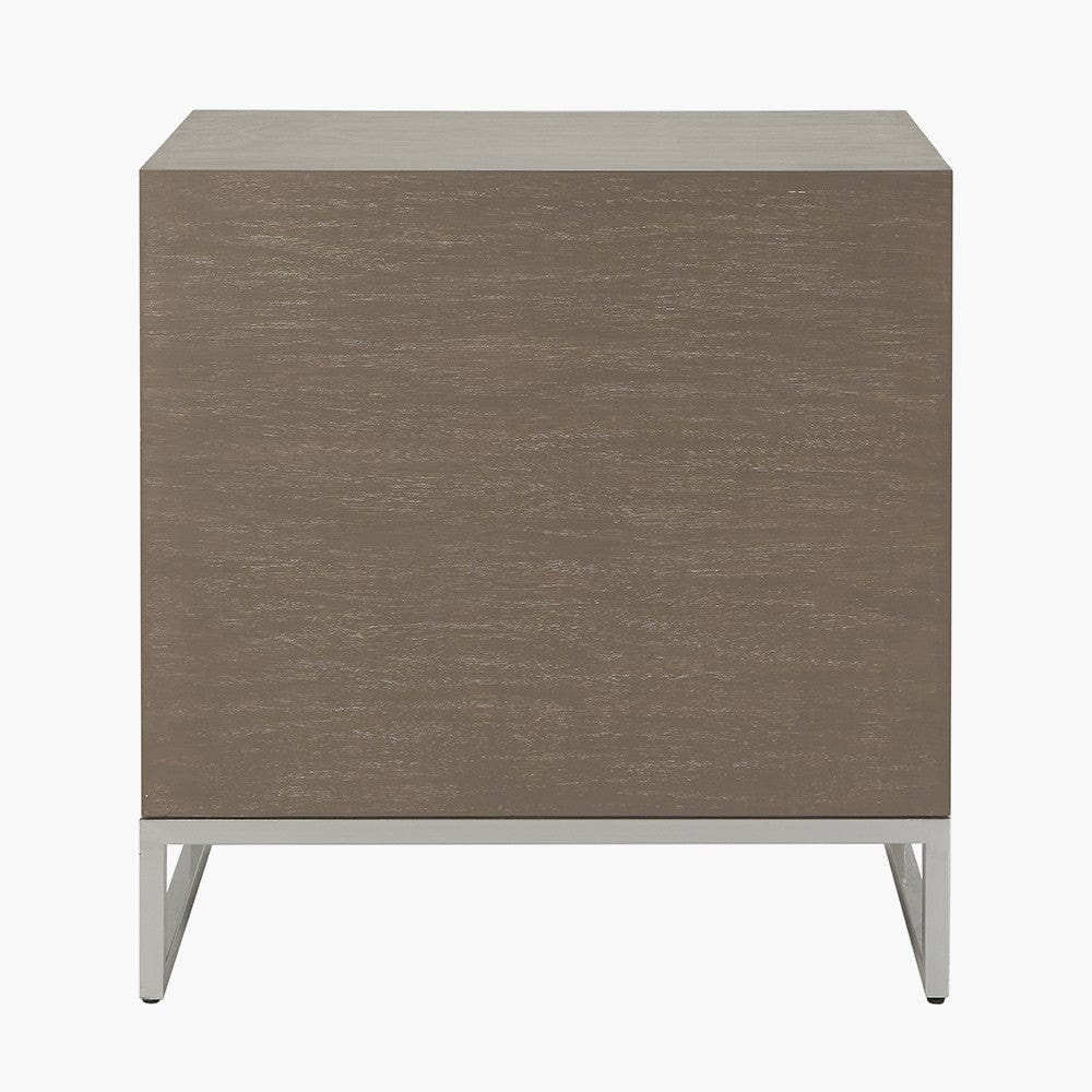 Ambroso Grey Wash Mango Wood and Silver Metal 3 Drawer Unit.