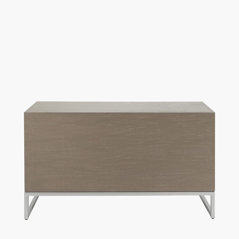 Ambroso Grey Wash Mango Wood and Silver Metal 6 Drawer Unit.