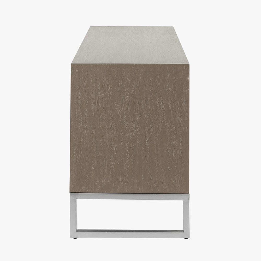Ambroso Grey Wash Mango Wood and Silver Metal 6 Drawer Unit.