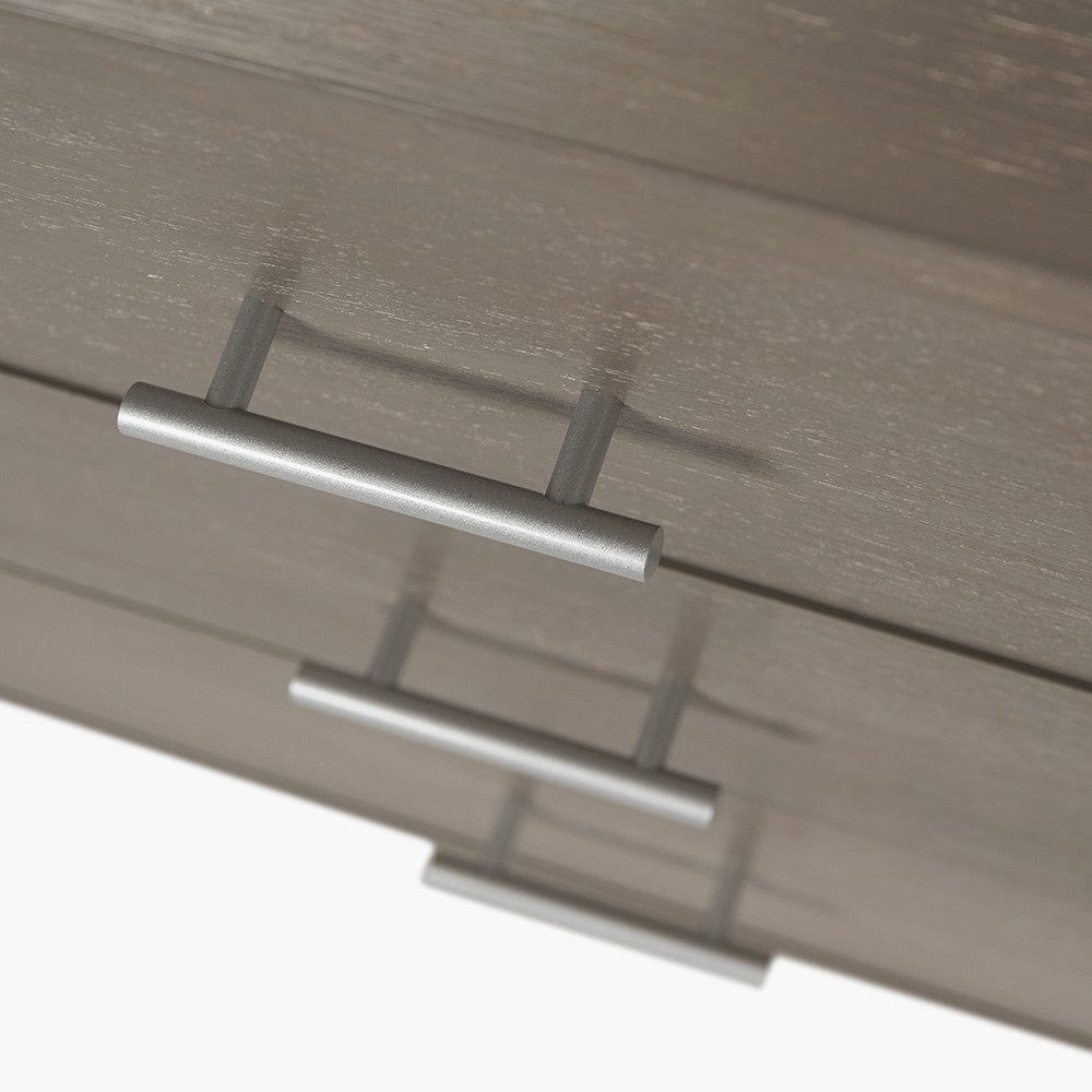 Ambroso Grey Wash Mango Wood and Silver Metal 6 Drawer Unit.