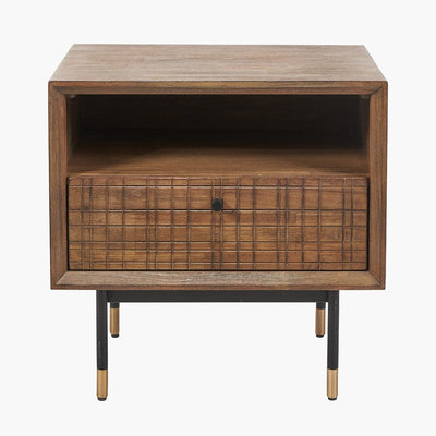 Pacific Lifestyle Sleeping Arte Dark Brown Acacia Wood and Black Metal Bedside Unit House of Isabella UK