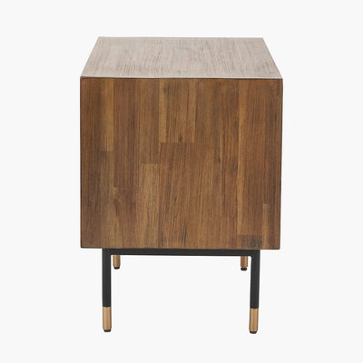 Pacific Lifestyle Sleeping Arte Dark Brown Acacia Wood and Black Metal Bedside Unit House of Isabella UK