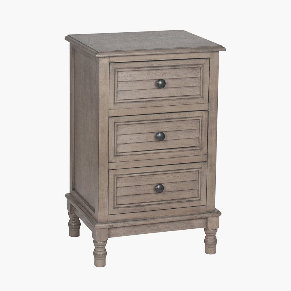 Ashwell Taupe Pine Wood 3 Drawer Unit.