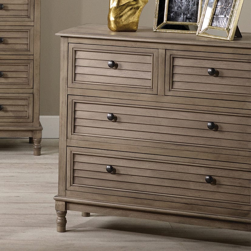 Ashwell Taupe Pine Wood 4 Drawer Unit K/D.