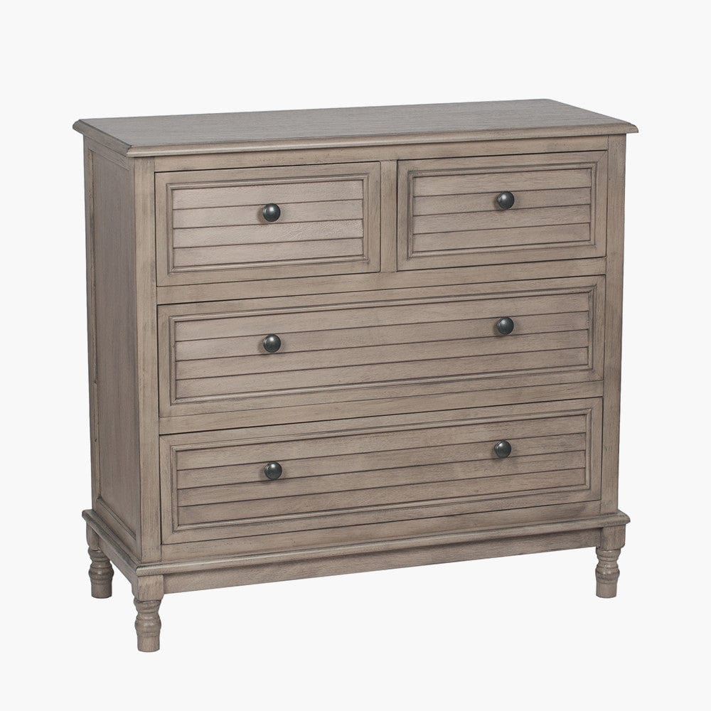 Ashwell Taupe Pine Wood 4 Drawer Unit K/D.